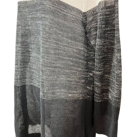 T by Talbots Womens White Black Loose Knit Long Sleeve Cotton Blend Sweater sz L - Picture 9 of 16